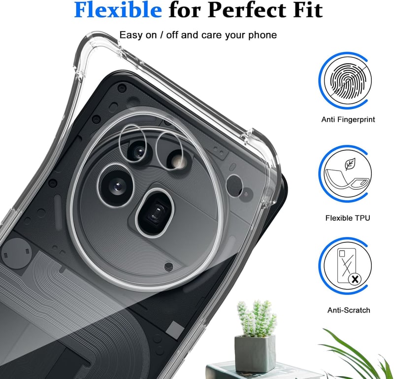 LiiLaa Nothing Phone 3a Pro tok + 2db edzett üveg képernyővédő, TPU szilikon, vékony átlátszó ütésálló - NP 3A Pro