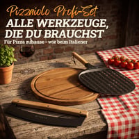 Set Pizzaiolo LIKAYA - Accesorii Profesionale pentru Pizza: Lopată pentru pizza 32x62 cm, Planșetă pentru pizza 35 cm și Cuțit pentru pizza 36 cm - Din lemn de salcâm certificat FSC 2