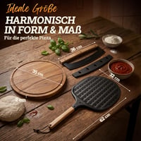 Set Pizzaiolo LIKAYA - Accesorii Profesionale pentru Pizza: Lopată pentru pizza 32x62 cm, Planșetă pentru pizza 35 cm și Cuțit pentru pizza 36 cm - Din lemn de salcâm certificat FSC 4