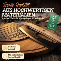 Set Pizzaiolo LIKAYA - Accesorii Profesionale pentru Pizza: Lopată pentru pizza 32x62 cm, Planșetă pentru pizza 35 cm și Cuțit pentru pizza 36 cm - Din lemn de salcâm certificat FSC 8