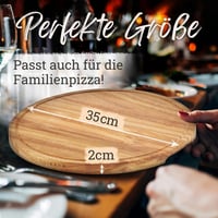 LIKAYA Pizzatál szett 2 db 35 cm kerek akáciafa pizzavágóval 4