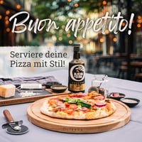 LIKAYA Pizzatál szett 2 db 35 cm kerek akáciafa pizzavágóval 2