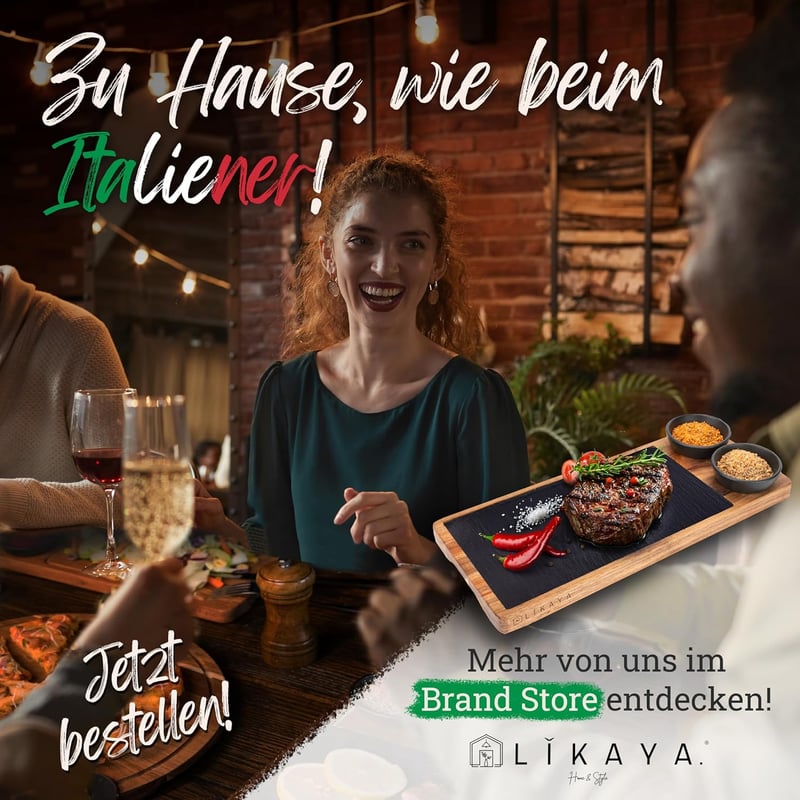 LIKAYA Pizzatál szett 2 db 35 cm kerek akáciafa pizzavágóval