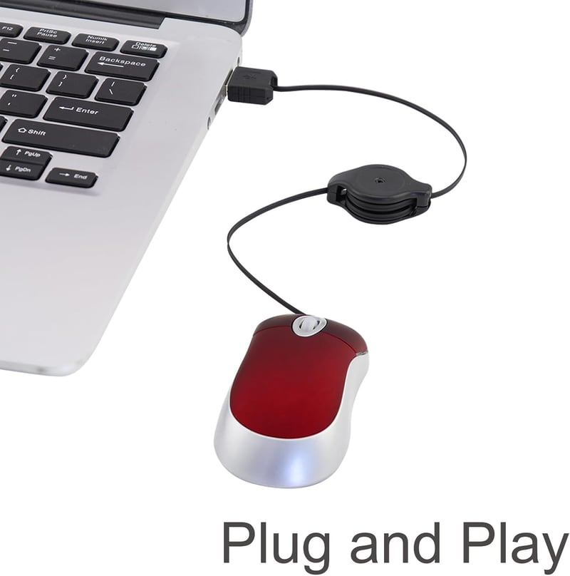 LIKE SHOW Mini Egér Behúzható USB Kábellel, 1600 DPI Vezetékes Számítógép Egér Utazáshoz