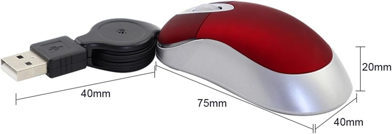 LIKE SHOW Mini Egér Behúzható USB Kábellel, 1600 DPI Vezetékes Számítógép Egér Utazáshoz