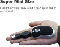LIKE SHOW Mini Egér Vezetékes Visszahúzható USB Kábellel 1600 DPI Gamer Egerek PC Laptop Asztali Hordozható Utazáshoz Fekete 2