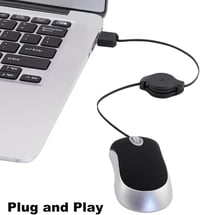 LIKE SHOW Mini Egér Vezetékes Visszahúzható USB Kábellel 1600 DPI Gamer Egerek PC Laptop Asztali Hordozható Utazáshoz Fekete 3