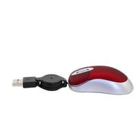 Mini káblová myš LIKE SHOW so zaťahovacím USB káblom, 1600 DPI - červená 2
