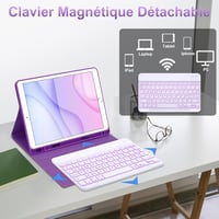 Lila iPad Billentyűzet Tok – 9.7" (5./6. generáció, Air 1/2), Bluetooth, Levehető Háttérvilágításos AZERTY Billentyűzet, Mágneses 4