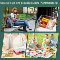 Liliume staklena posuda za hranu s poklopcem, 3 pregrade, Meal Prep kutija, 1040 ml, set od 5 komada za doziranje hrane 6