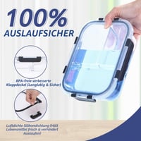 Liliume staklena posuda za hranu s poklopcem, 3 pregrade, Meal Prep kutija, 1040 ml, set od 5 komada za doziranje hrane 2