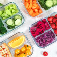 Liliume staklena posuda za hranu s poklopcem, 3 pregrade, Meal Prep kutija, 1040 ml, set od 5 komada za doziranje hrane 4