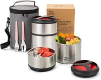 Lille Home 1500ml Vákuum Termosz Rozsdamentes Ételhordó Bento Box Piros 1