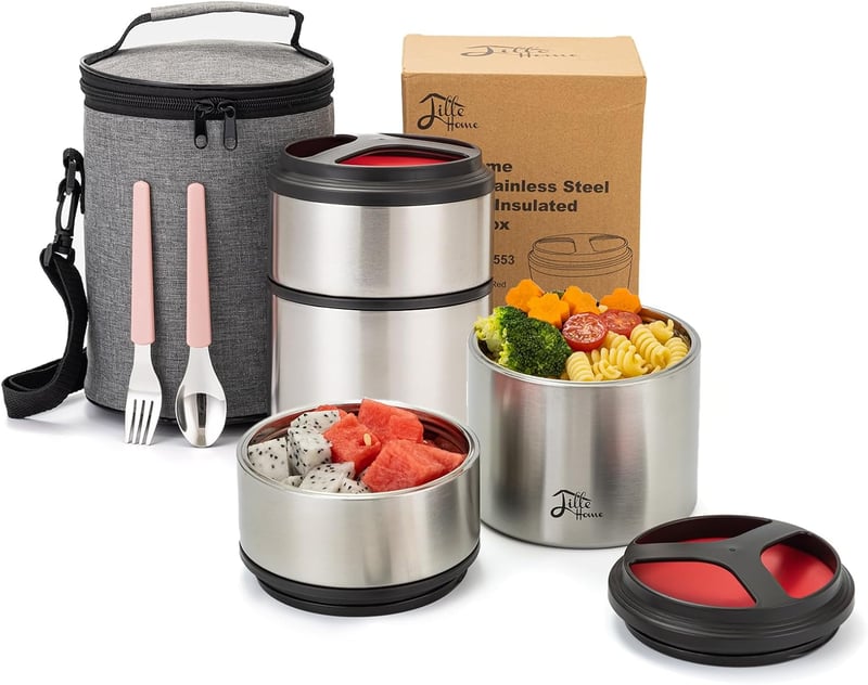 Lille Home 1500ml Vákuum Termosz Rozsdamentes Ételhordó Bento Box Piros