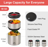 Lille Home 1500ml Vákuum Termosz Rozsdamentes Ételhordó Bento Box Piros 3