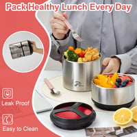 Lille Home 1500ml Vákuum Termosz Rozsdamentes Ételhordó Bento Box Piros 5