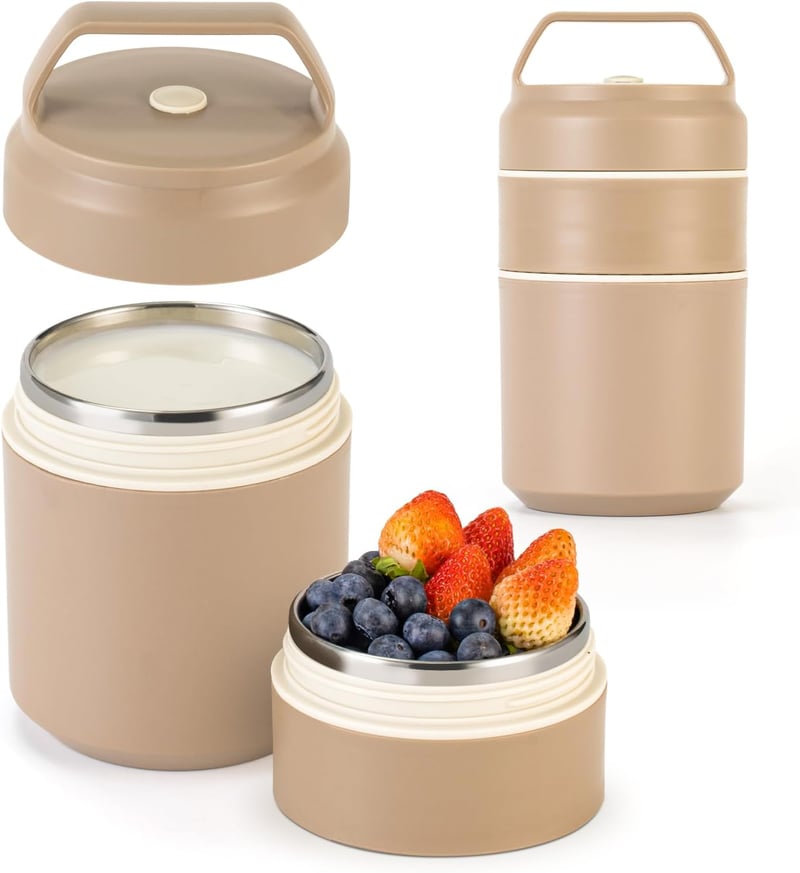 Lille Home 600ml Rozsdamentes Ételhordó Bento Box 2 Szintes Hőtartó Uzsonnás Tároló
