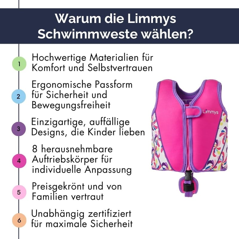 Limmys Gyerek Úszómellény Állítható Felhajtóerővel, Neoprén Kényelemmel - L, pink windmill