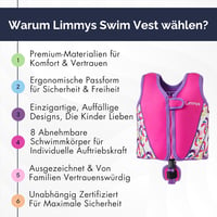Limmys Gyermek Úszómellény Állítható Felhajtóerővel és Szállítótáskával - M, Pink Leopard 3