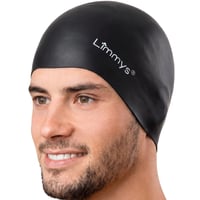 Cască de înot din silicon Limmys pentru adulți – Cască de înot neagră, elastică, pentru femei și bărbați – Antiderapantă, rezistentă la clor, fără latex, cu protecție pentru urechi 1