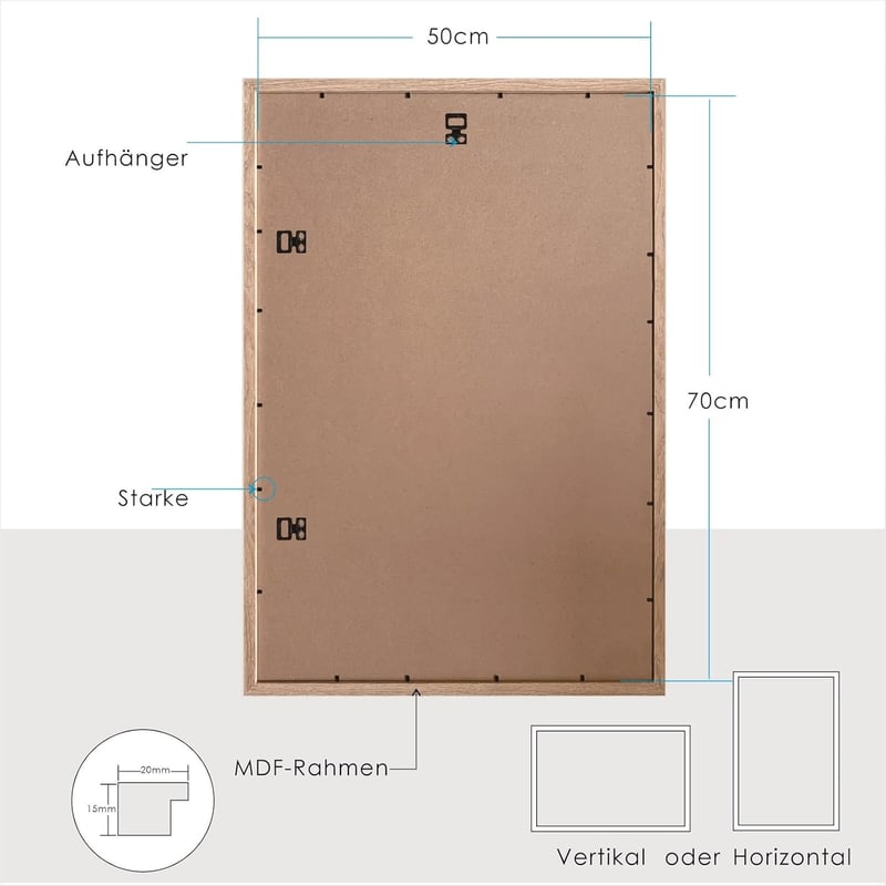 lincoolart 50x70 cm Képkeret Szett 3 db Fehér MDF Fa Poszter Keret Akril Üveggel