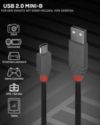LINDY 36721 USB 2.0 kábel typu A – Mini-B, Anthra Line, antracitová, 0,5 m 3