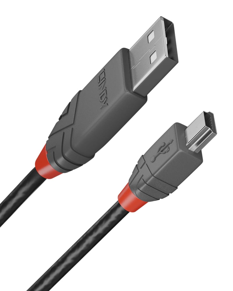 LINDY 36721 USB 2.0 kábel typu A – Mini-B, Anthra Line, antracitová, 0,5 m