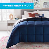 Celoročná mikrovláknová prikrývka Linenspa – Prešívaná prikrývka na celoročné použitie – Ultra mäkká – 135x200 cm – Námornícka modrá/Tmavosivá 3