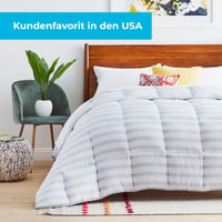 Linenspa poplun od mikrovlakana za 4 godišnja doba – Prošiveni pokrivač za cijelu godinu – Iznimno mekan – 135x200 cm, sivo-bijele pruge 4