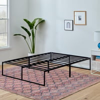 Kovový rám postele Linenspa 90x190 cm, s oceľovým roštom, 30 cm úložný priestor, rýchla montáž, čierna, jednolôžková 3