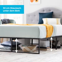 Kovový rám postele Linenspa 90x190 cm, s oceľovým roštom, 30 cm úložný priestor, rýchla montáž, čierna, jednolôžková 5