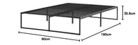 Kovový rám postele Linenspa 90x190 cm, s oceľovým roštom, 30 cm úložný priestor, rýchla montáž, čierna, jednolôžková 2