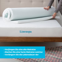 Matracový topper Linenspa 120x190 cm, výška 5 cm – gélová pamäťová pena, chránič matraca s prateľným poťahom na zips, biely 4