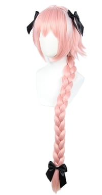 Linfairy hosszú rózsaszín cosplay paróka 95cm fonott hajjal és masni díszítéssel 6