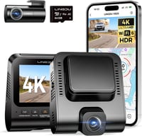 LINGDU V620 Autós Menetrögzítő Kamera 4K Elöl 1080P Hátul, 2.4" IPS WiFi Dash Cam 64GB SD Kártyával, Éjjellátó GPS 170° Széles 1