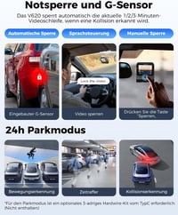 LINGDU V620 Autós Menetrögzítő Kamera 4K Elöl 1080P Hátul, 2.4" IPS WiFi Dash Cam 64GB SD Kártyával, Éjjellátó GPS 170° Széles 7