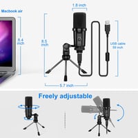 Link Dream DM19 USB kondenzátor mikrofon, kardioid, állvánnyal, némítógombbal 6
