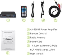 LiNKFOR Sztereó Bluetooth HiFi audio erősítő FM rádióval, MP3 USB SD lejátszóval, hordozható otthoni vagy autós erősítő LED kijelzővel 9