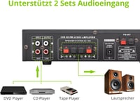 LiNKFOR Sztereó Bluetooth HiFi audio erősítő FM rádióval, MP3 USB SD lejátszóval, hordozható otthoni vagy autós erősítő LED kijelzővel 3