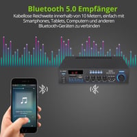 LiNKFOR Sztereó Bluetooth HiFi audio erősítő FM rádióval, MP3 USB SD lejátszóval, hordozható otthoni vagy autós erősítő LED kijelzővel 4