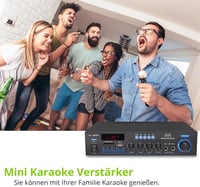 LiNKFOR Sztereó Bluetooth HiFi audio erősítő FM rádióval, MP3 USB SD lejátszóval, hordozható otthoni vagy autós erősítő LED kijelzővel 7