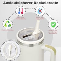 Náhradné viečko Linkgood pre pohár Stanley Cup 40 oz, 2 ks, nepriepustné, so slamkou, béžové 3