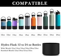 Linkidea Szilikon Kulacsvédő Szett - Hydro Flask Kompatibilis Aljvédő 12-24oz Méretekhez - Ütésálló Palackvédő Borítás, 2db, Fekete 3