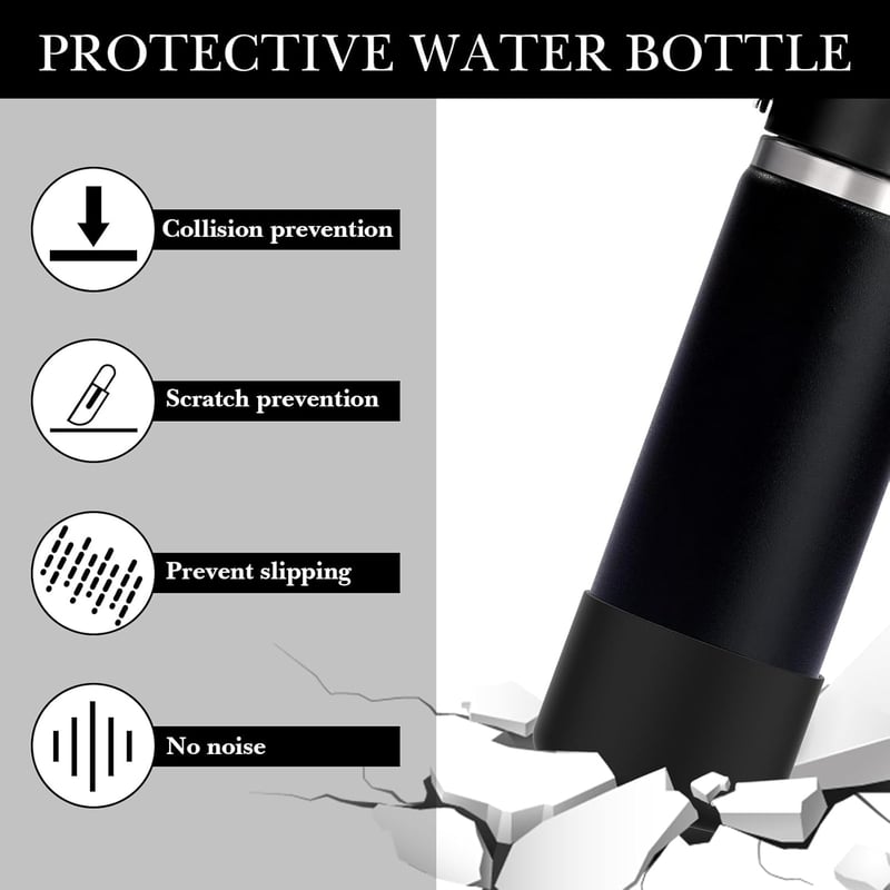 Linkidea Szilikon Kulacsvédő Szett - Hydro Flask Kompatibilis Aljvédő 12-24oz Méretekhez - Ütésálló Palackvédő Borítás, 2db, Fekete
