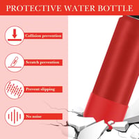 Linkidea Szilikon Kulacsvédő Szett - Hydro Flask Kompatibilis Aljvédő 32/40oz Mérethez - Csúszásgátló Palackvédő Borítás, 2db Piros 4