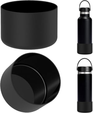 Linkidea Silikonski Set Zaštite za Boce - Kompatibilan sa Hydro Flask Bocama, Donja Zaštita za Veličine 12-24oz - Otporna na Udarce, 2 komada, Crna