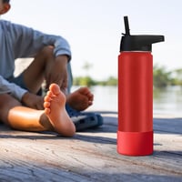 Linkidea Szilikon Kulacsvédő Szett - Hydro Flask Kompatibilis Aljvédő 32/40oz Mérethez - Csúszásgátló Palackvédő Borítás, 2db Piros 6