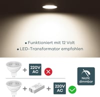 Linkind 12V LED Spotlámpa GU5.3 3.4W MR16 Semleges Fehér 4000K 5db 4