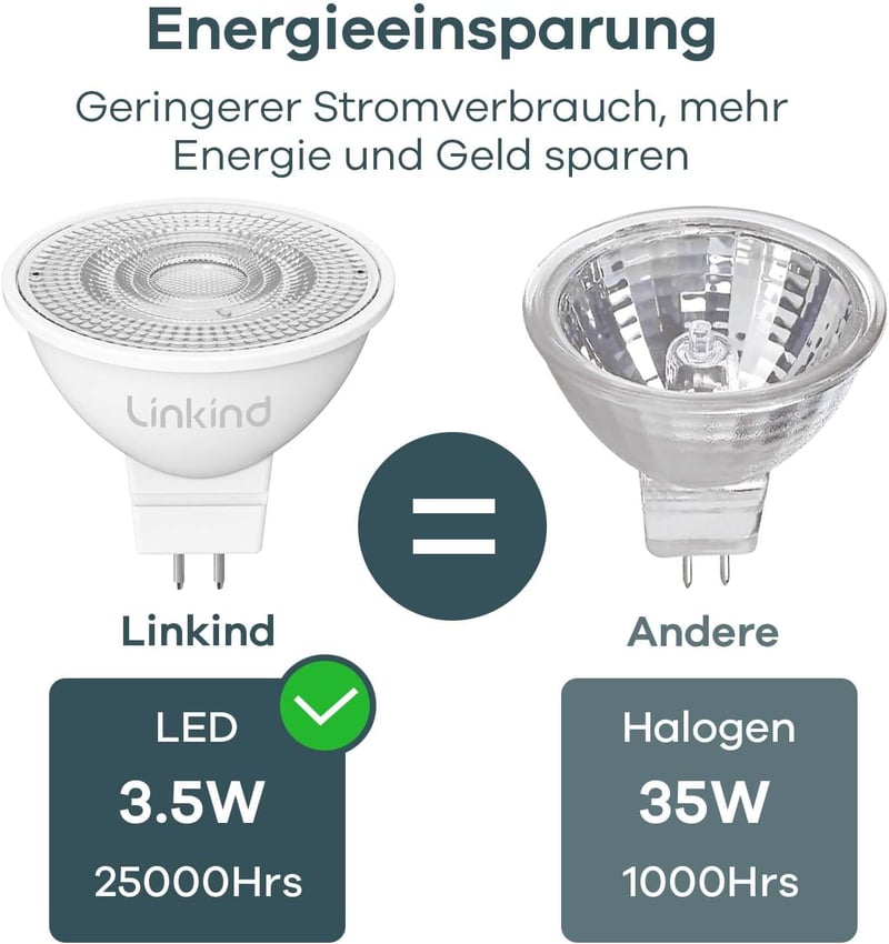 Linkind 12V LED Spotlámpa GU5.3 3.4W MR16 Semleges Fehér 4000K 5db