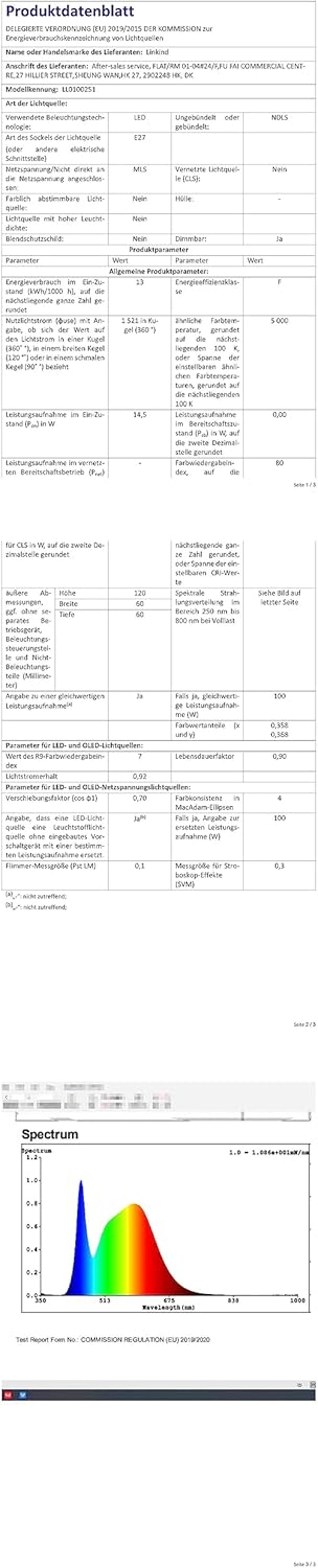 Linkind 13W E27 LED izzó 5000K nappali fehér, 1521 lm, 3 db csomag
